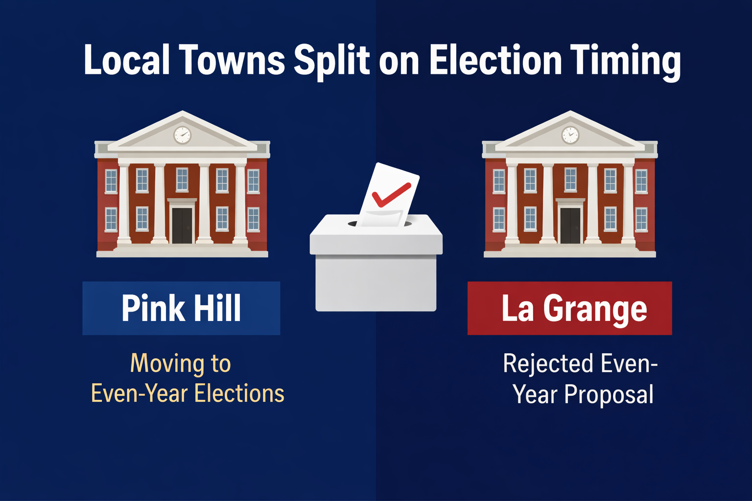Pink Hill moves to even-year elections while La Grange rejects proposal