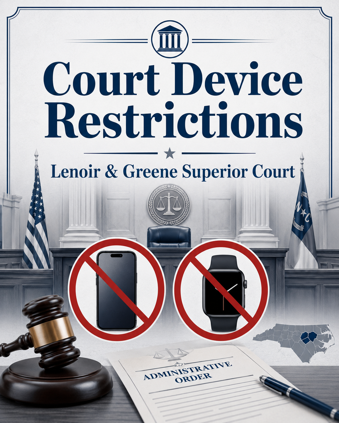 New order restricts phones, electronic devices in Lenoir, Greene Superior Courtrooms