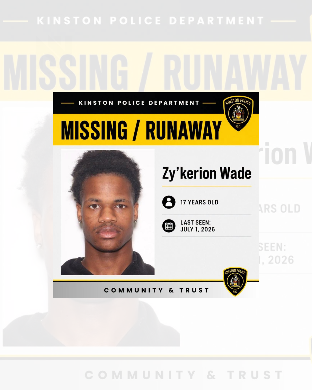 Kinston police seek public’s help locating missing teen