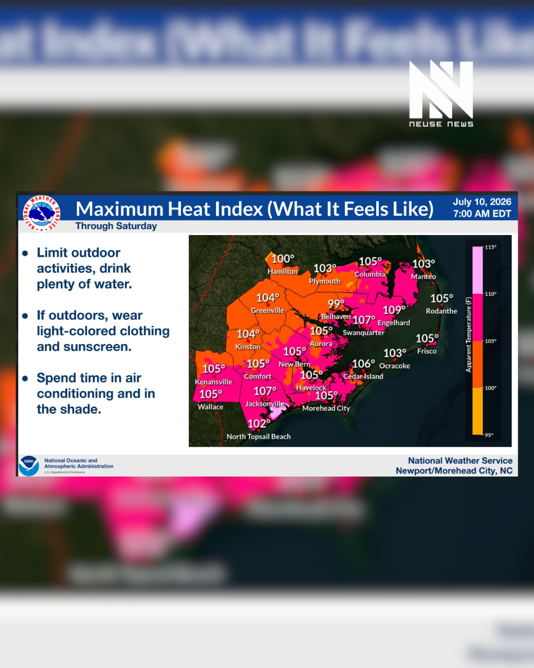 NWS: Triple-Digit heat index returns today; officials urge heat safety