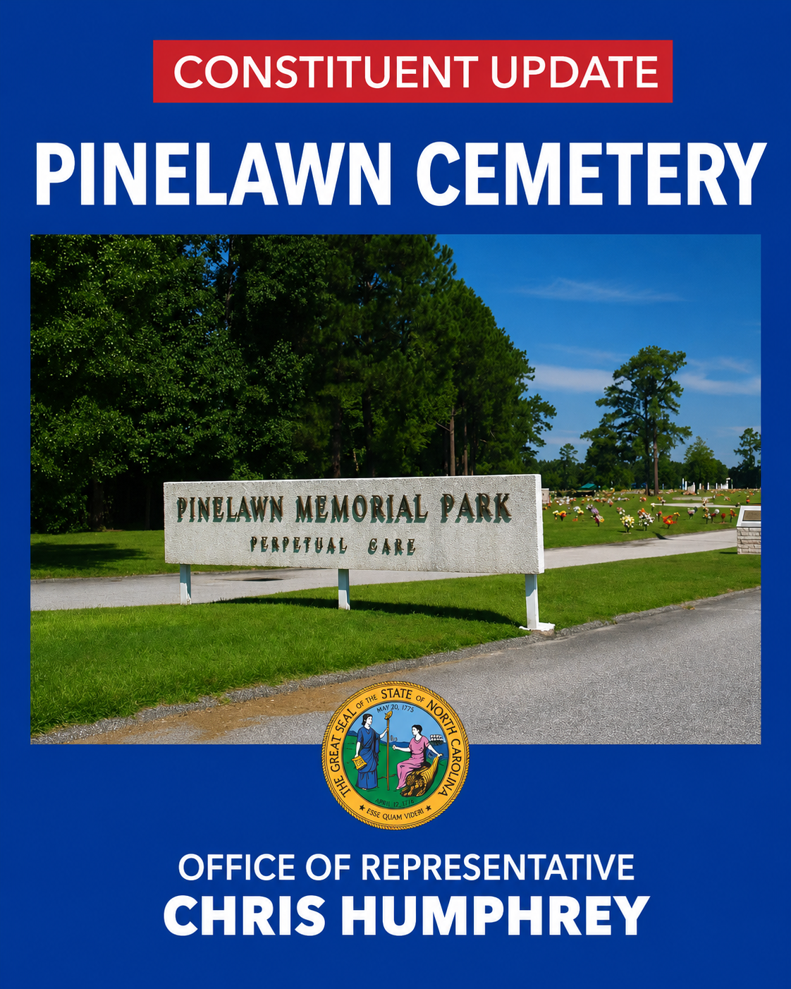 Rep. Chris Humphrey: Update on Pinelawn Cemetary