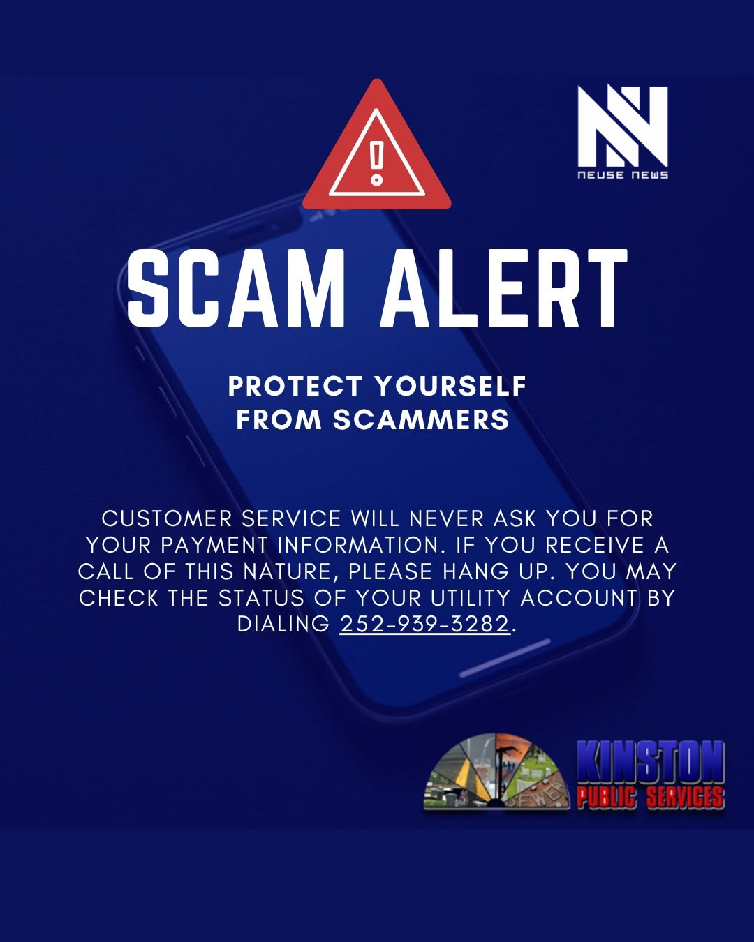 Kinston Public Services warns customers of utility payment scam calls