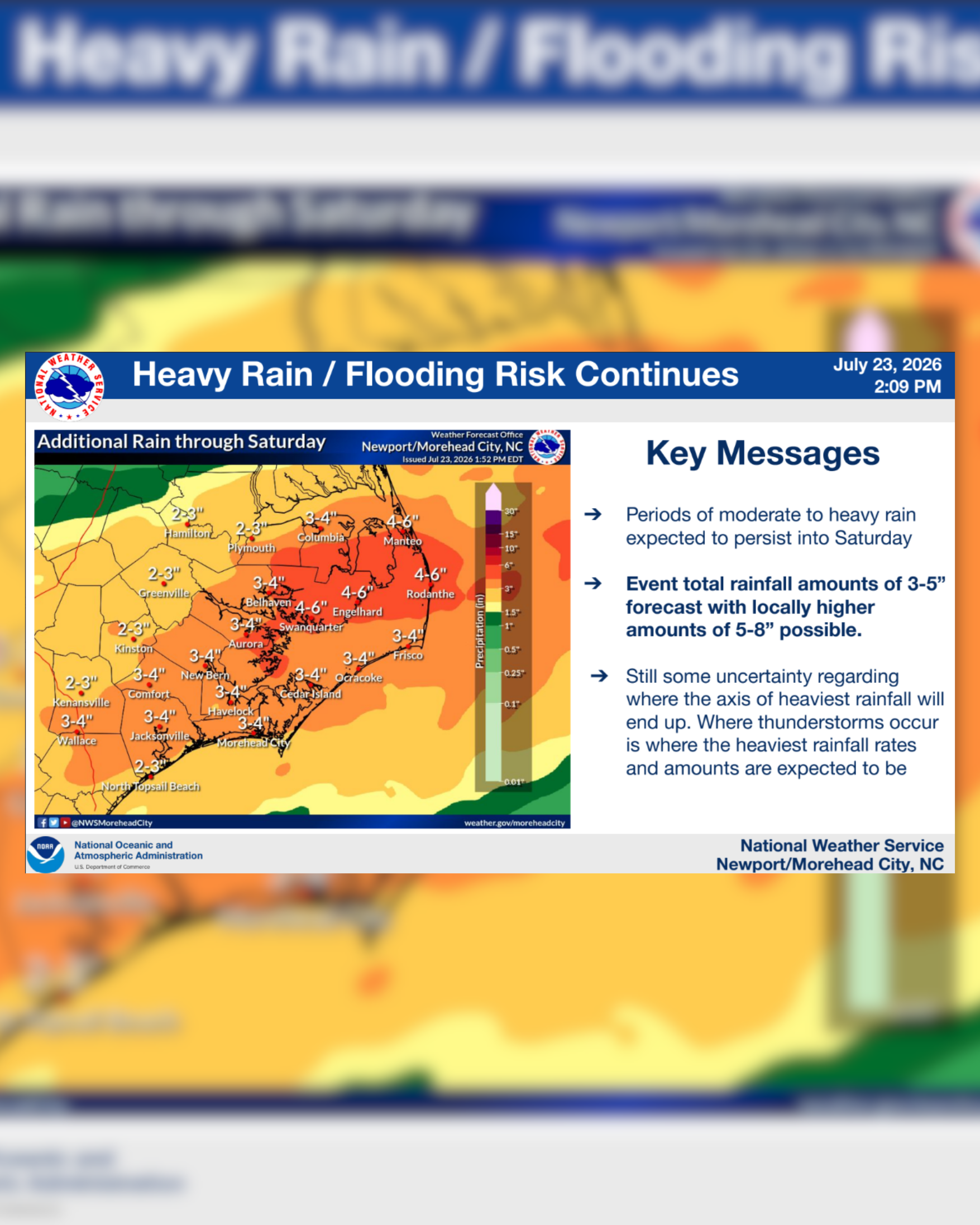 NWS: Risk of heavy rain and flooding into Saturday