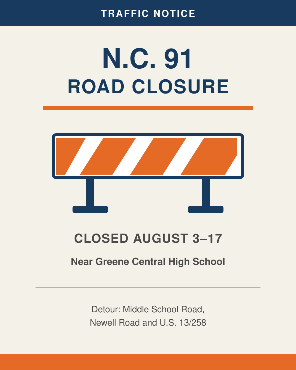 Greene County Road Closing for Roundabout Improvements Next Month