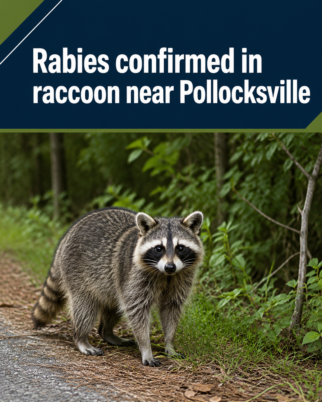 Rabies confirmed in raccoon near Pollocksville
