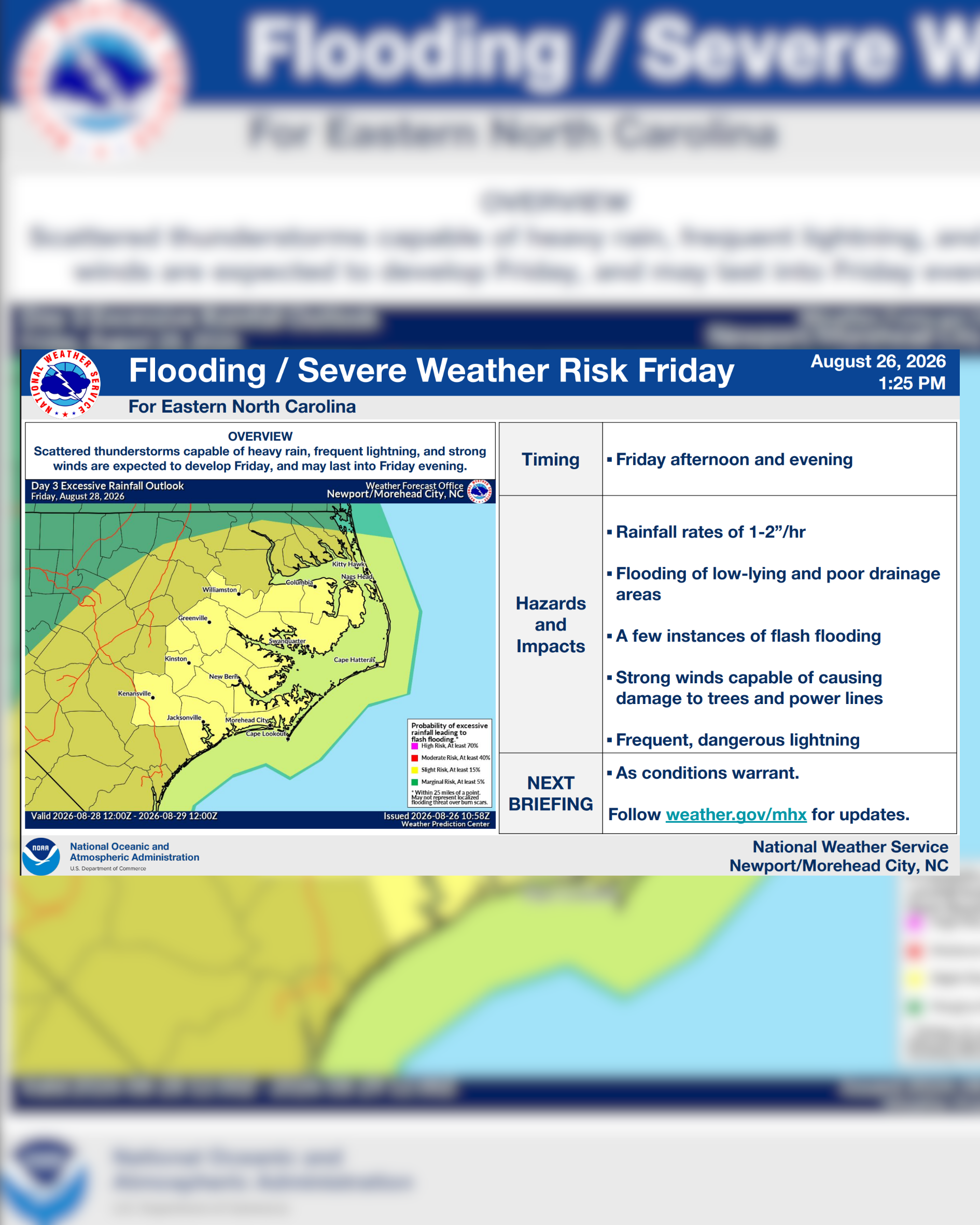 National Weather Service monitoring potential for flooding, severe weather Friday 