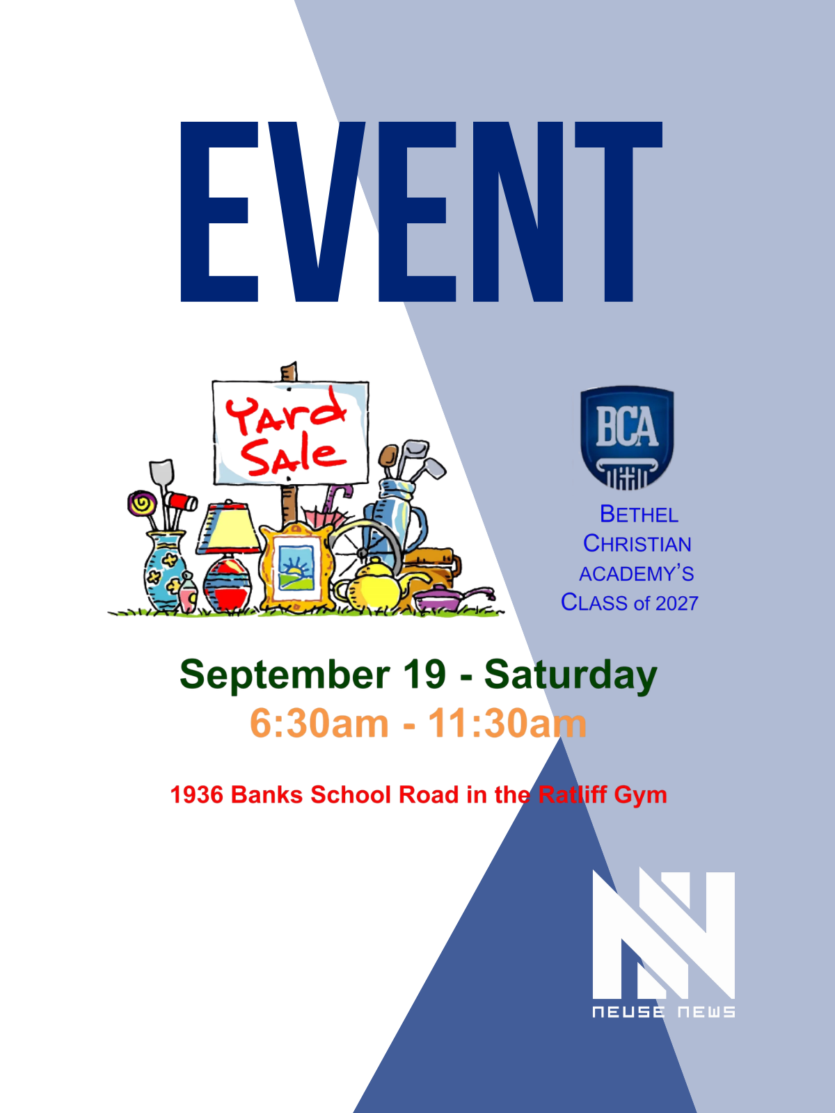 Event: Bethel Christian Academy's Class of 2027 Yardsale