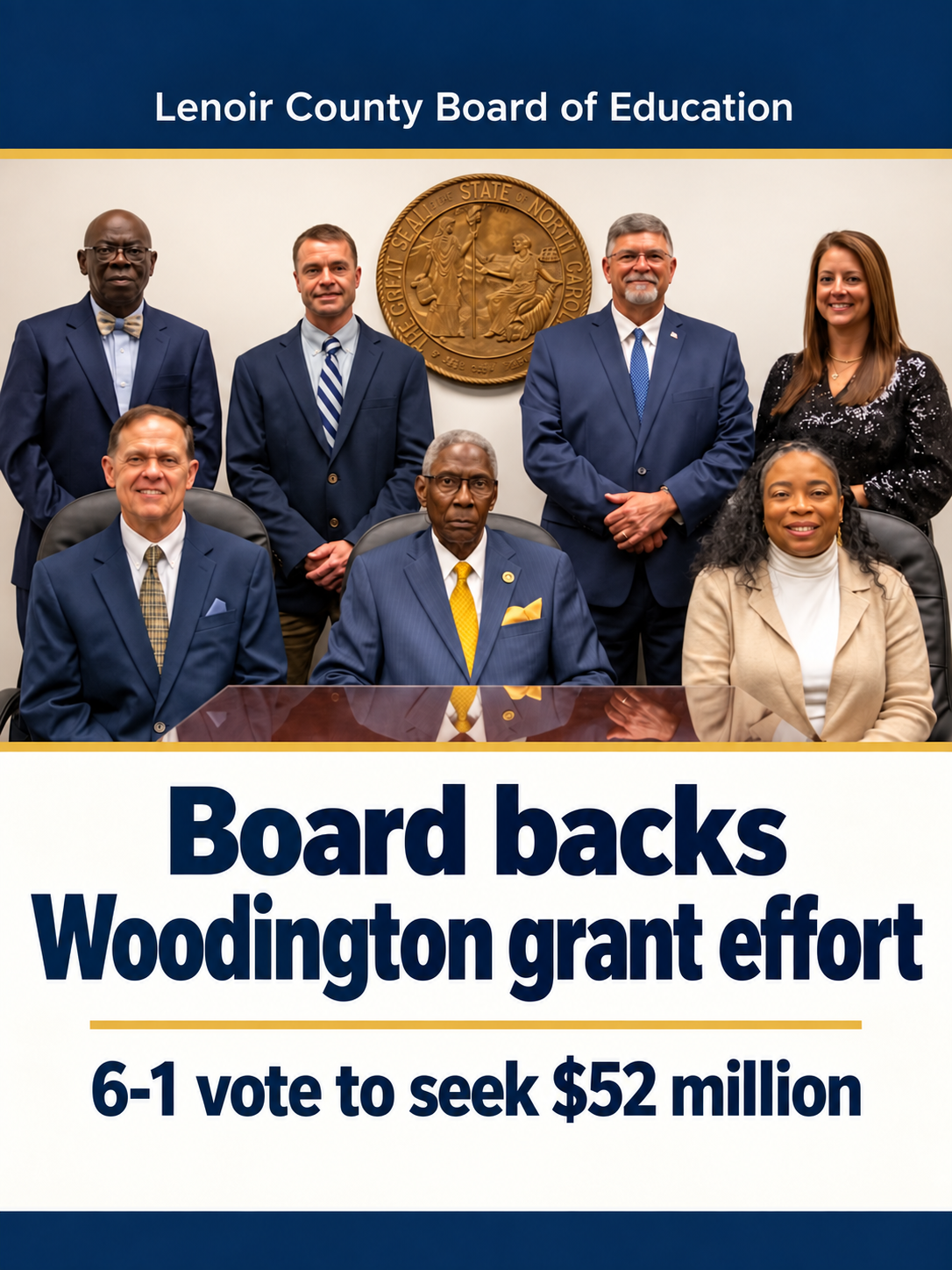 Lenoir County School Board backs Woodington grant effort in 6-1 vote