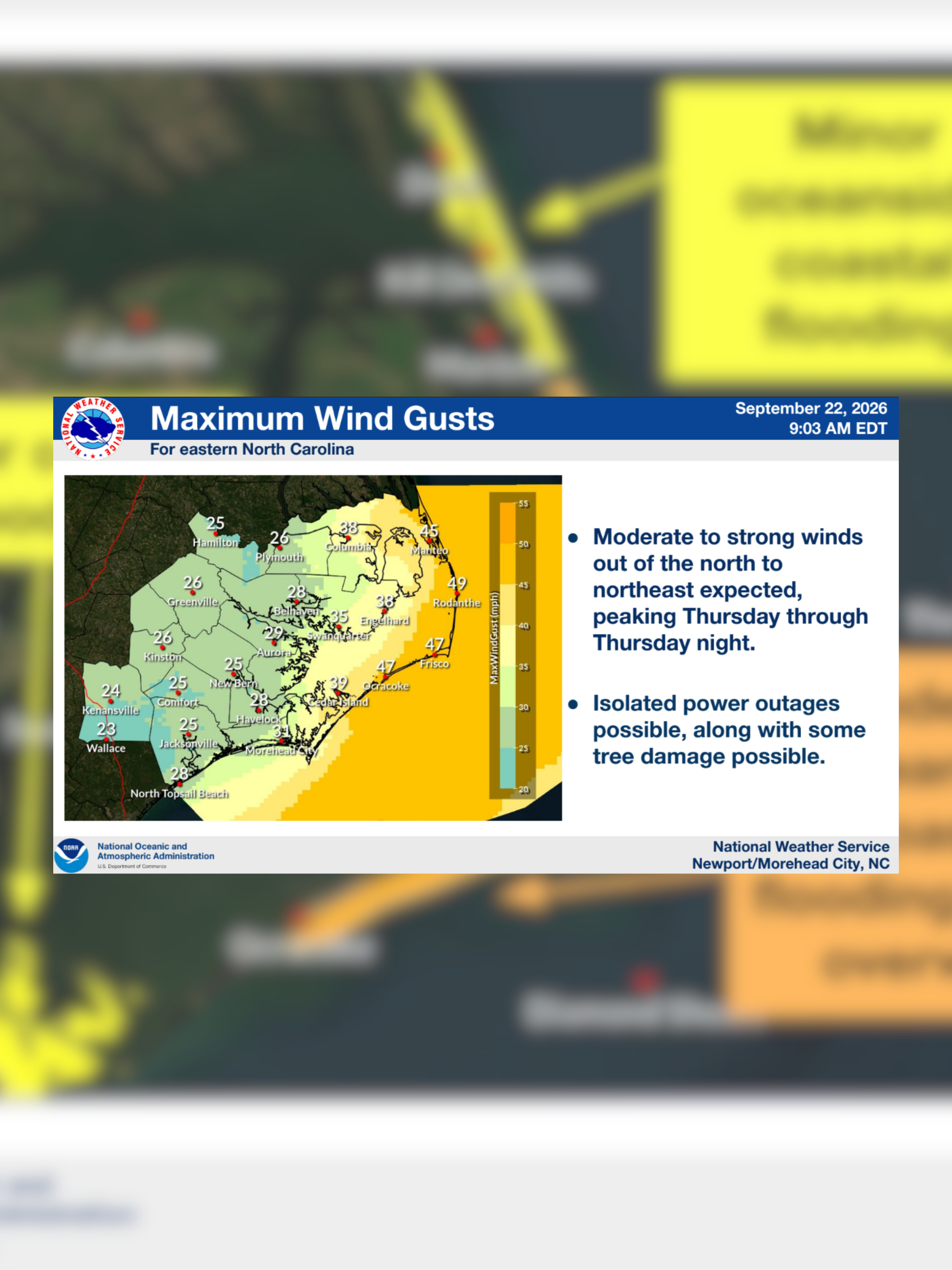 NWS: Coastal low brings threat of moderate to strong winds
