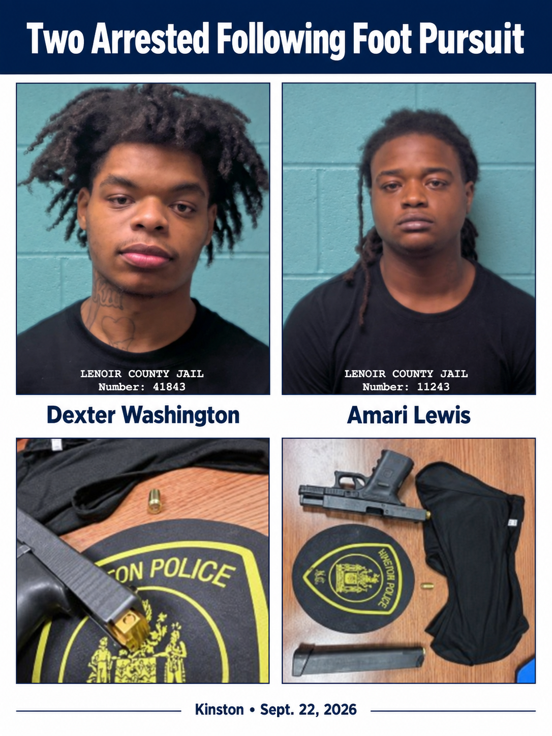 Two Arrested, Firearms Recovered Following Foot Pursuit