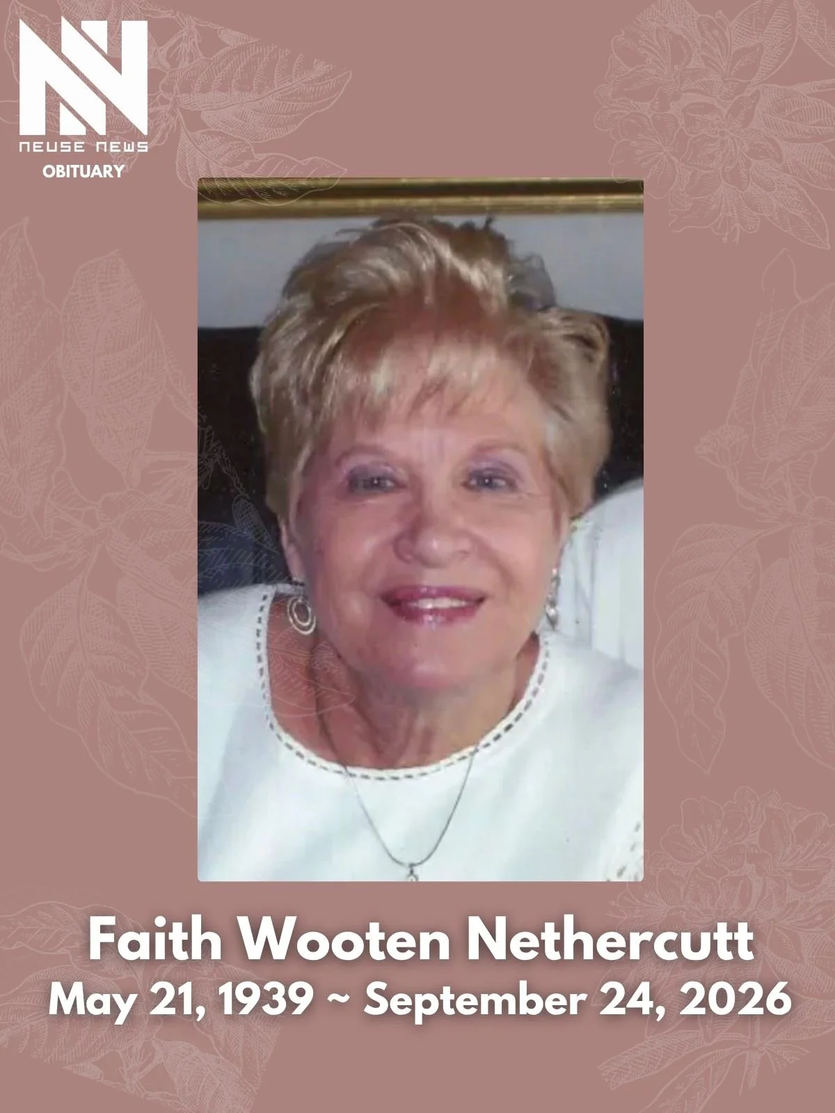 Obituary: Faith Wooten Nethercutt