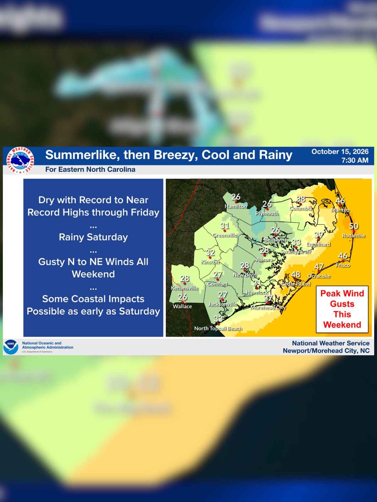 NWS: Strong cold Front to bring rain, gusty winds and coastal flooding concerns this weekend