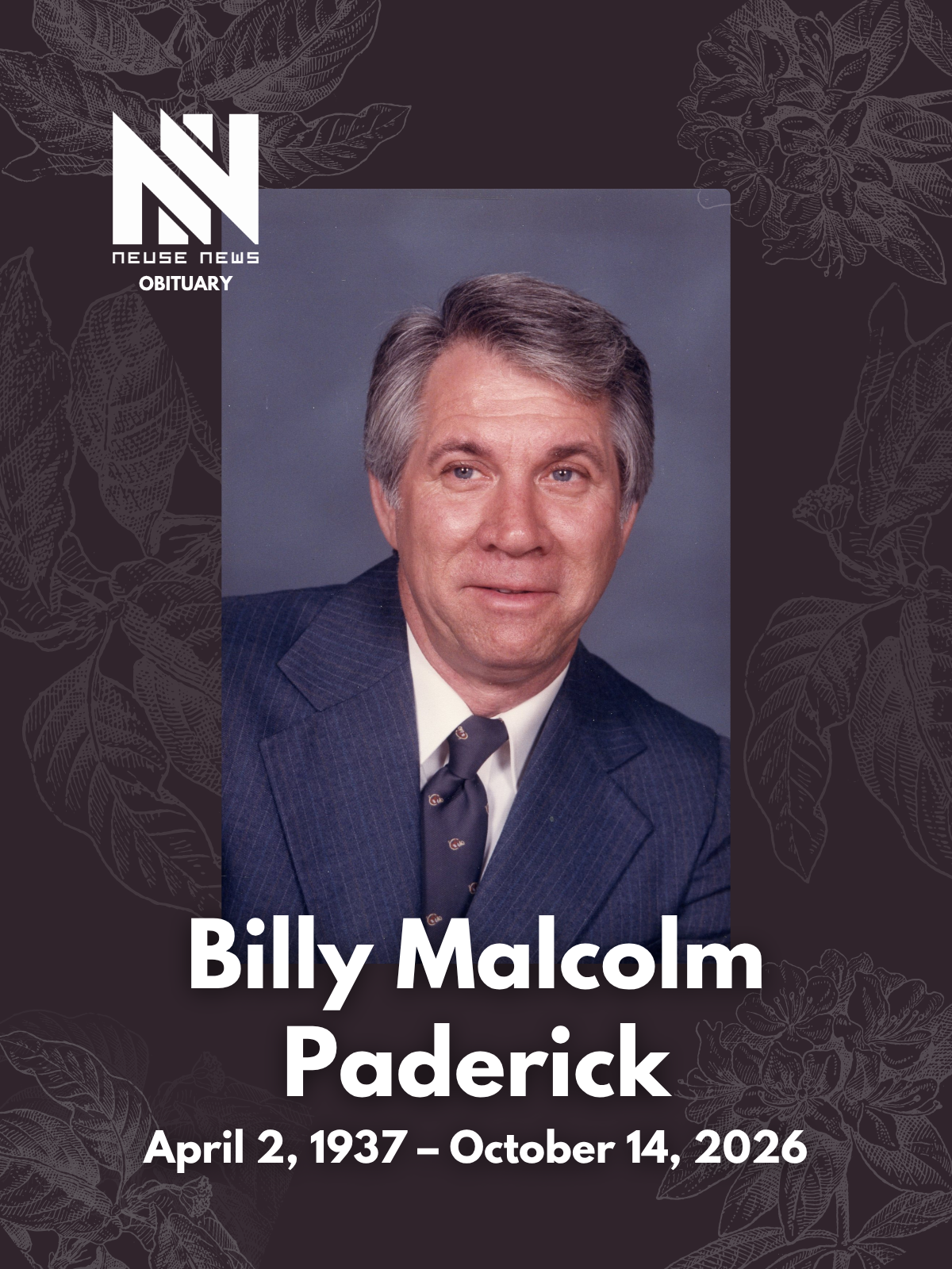 Obituary: Billy Malcolm Paderick