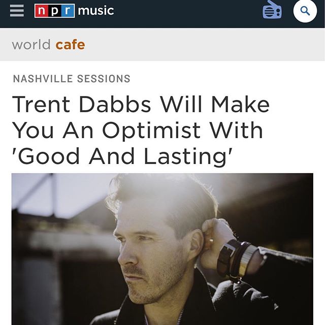 Trent Dabbs new single &lsquo;Good and Lasting&rsquo; was featured on @nprmusic last week! Be sure to check it out and add to all your heavy mellow playlists! #goodandlasting @trentdabbs