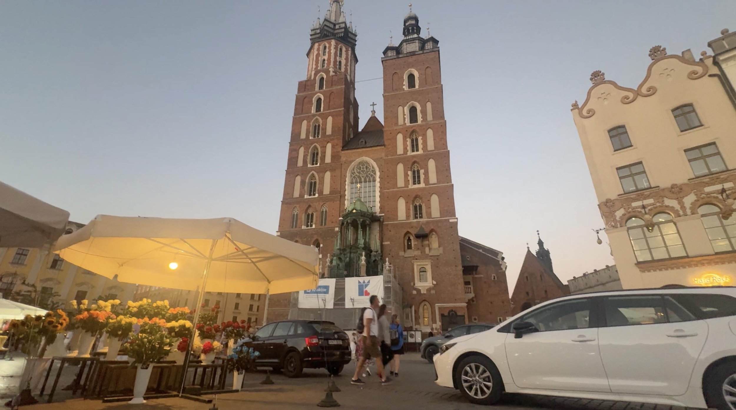 Historic streets and buildings in Kraków Old Town, Poland