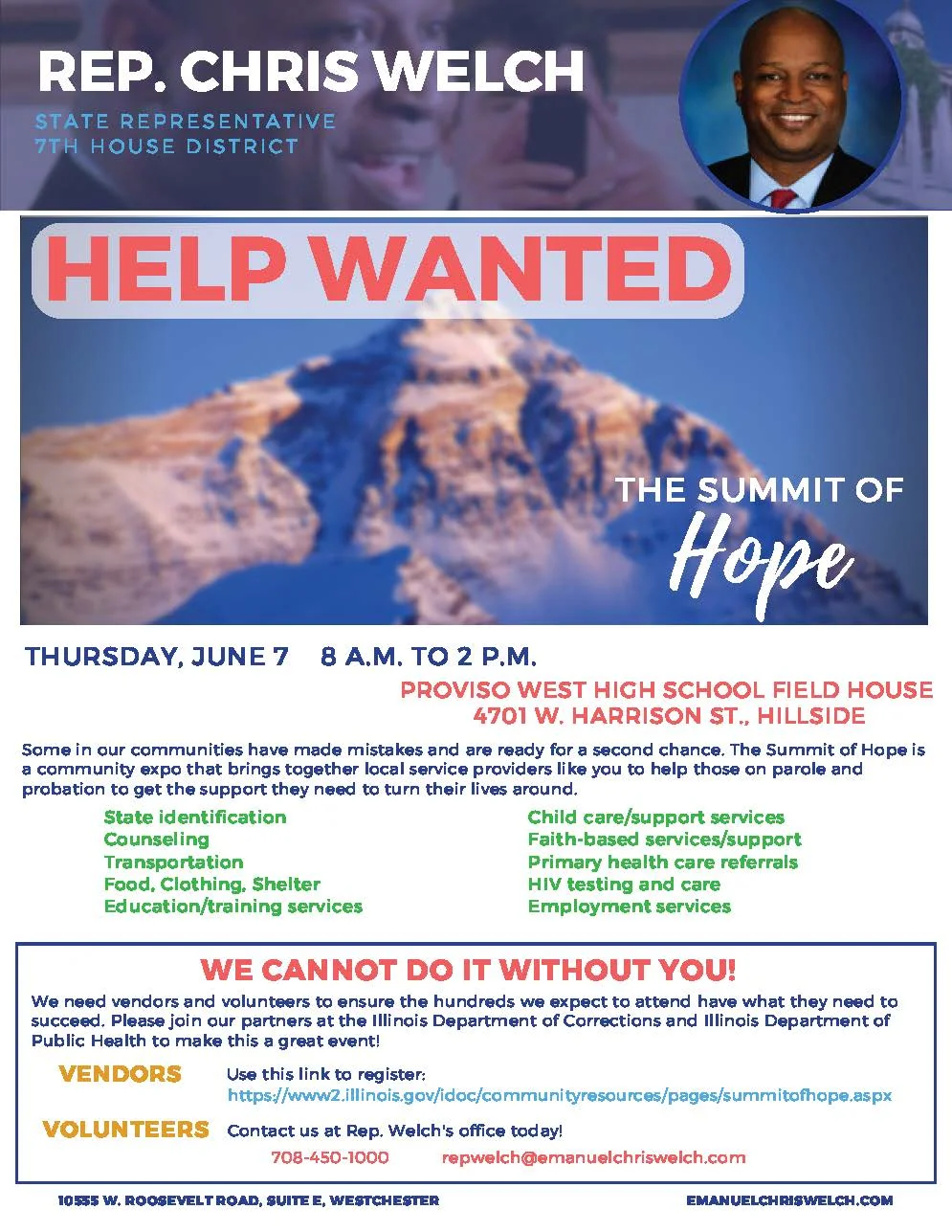 Rep. Chris Welch Summit of Hope vendor-volunteer flyer.jpg