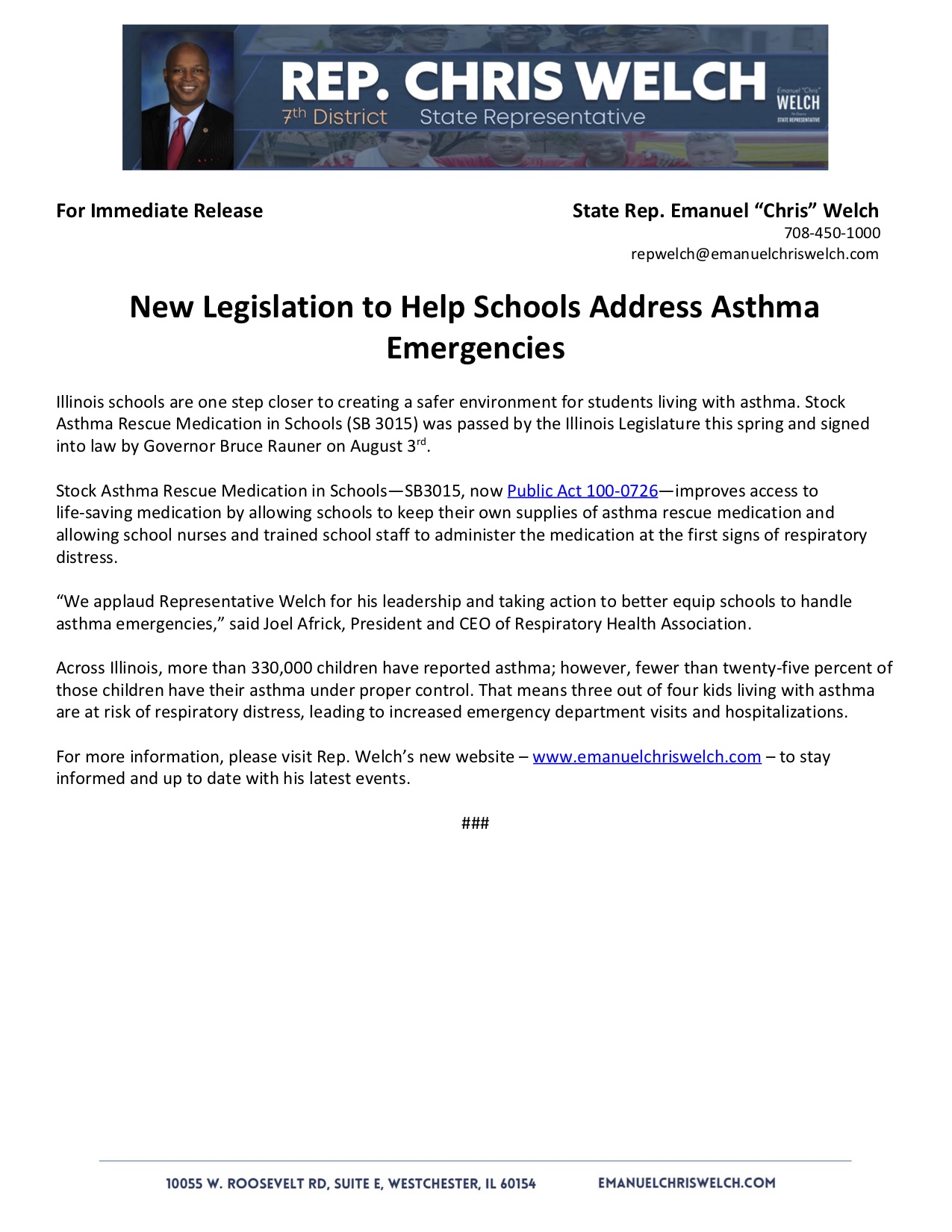 New Legislation to Help Schools Address Asthma Emergencies (August 15, 2018)