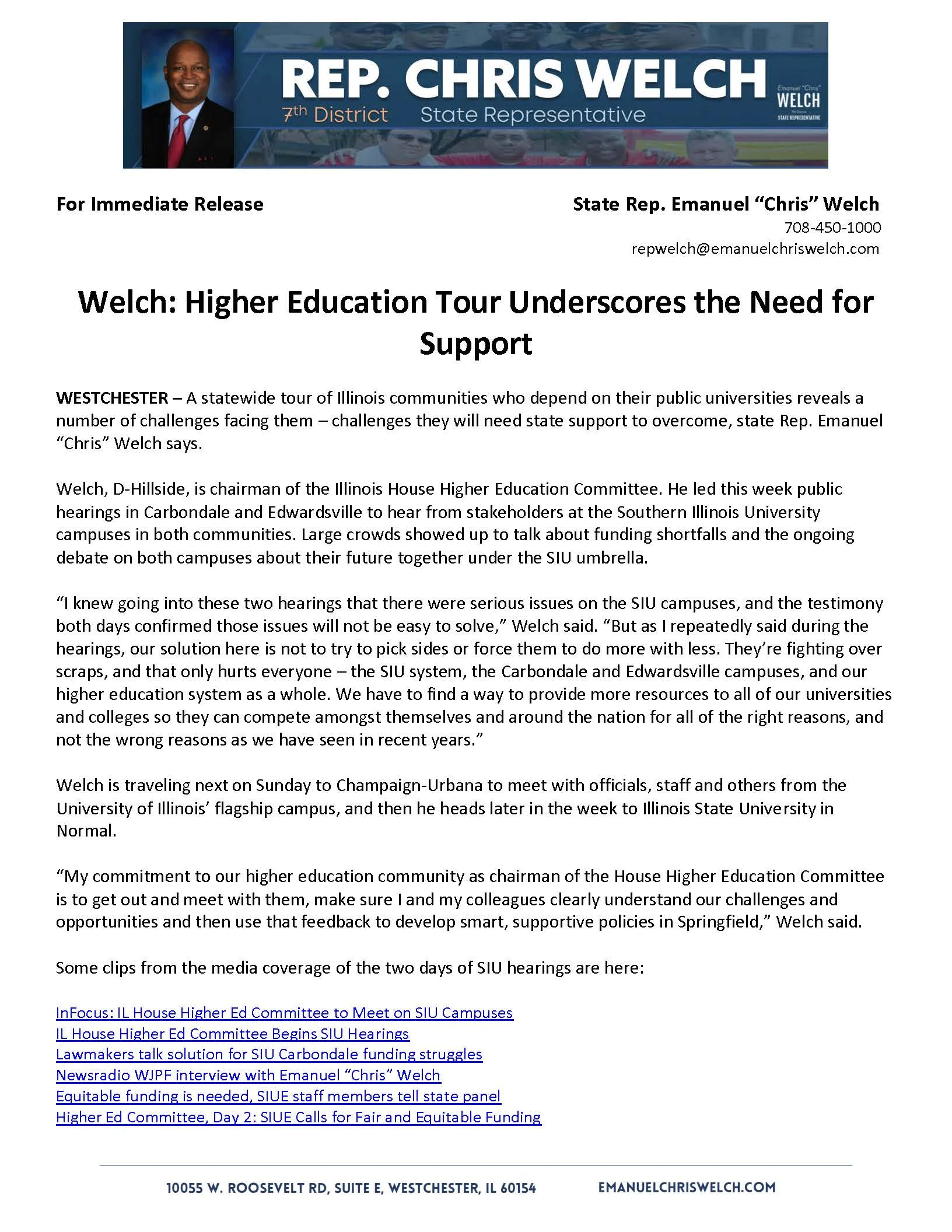 Welch: Higher Education Tour Underscores the Need for Support