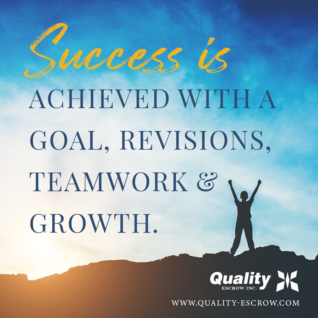 You can't achieve success without a goal, with some revisions, teamwork and continuous growth. 💯
Our goal is Quality escrow service, and we are the team to help bring continued success! ☎️ (949) 334-0626.
.
#qualityescrow 
#quality #escrow #success 