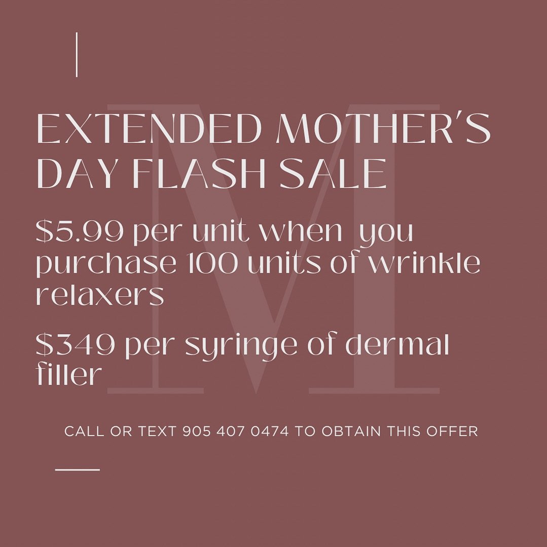 Mother&rsquo;s Day is just around the corner 🌸! For some TLC or a fabulous gift to a woman you love and admire, take advantage of our most popular services at an incredible savings. Purchase now and bank later. Promos for wrinkle relaxers and filler