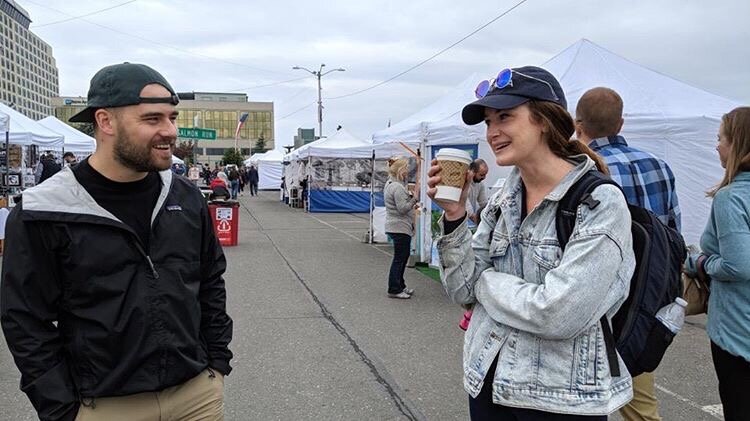 The last state in the American Happiness documentary tour — Alaska! Michelle chats with Kenny at a local farmers market in Anchorage.