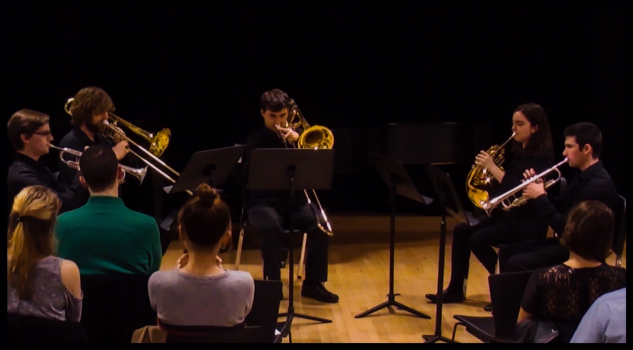 Brass quintet performing my piece “Gold Sounds”