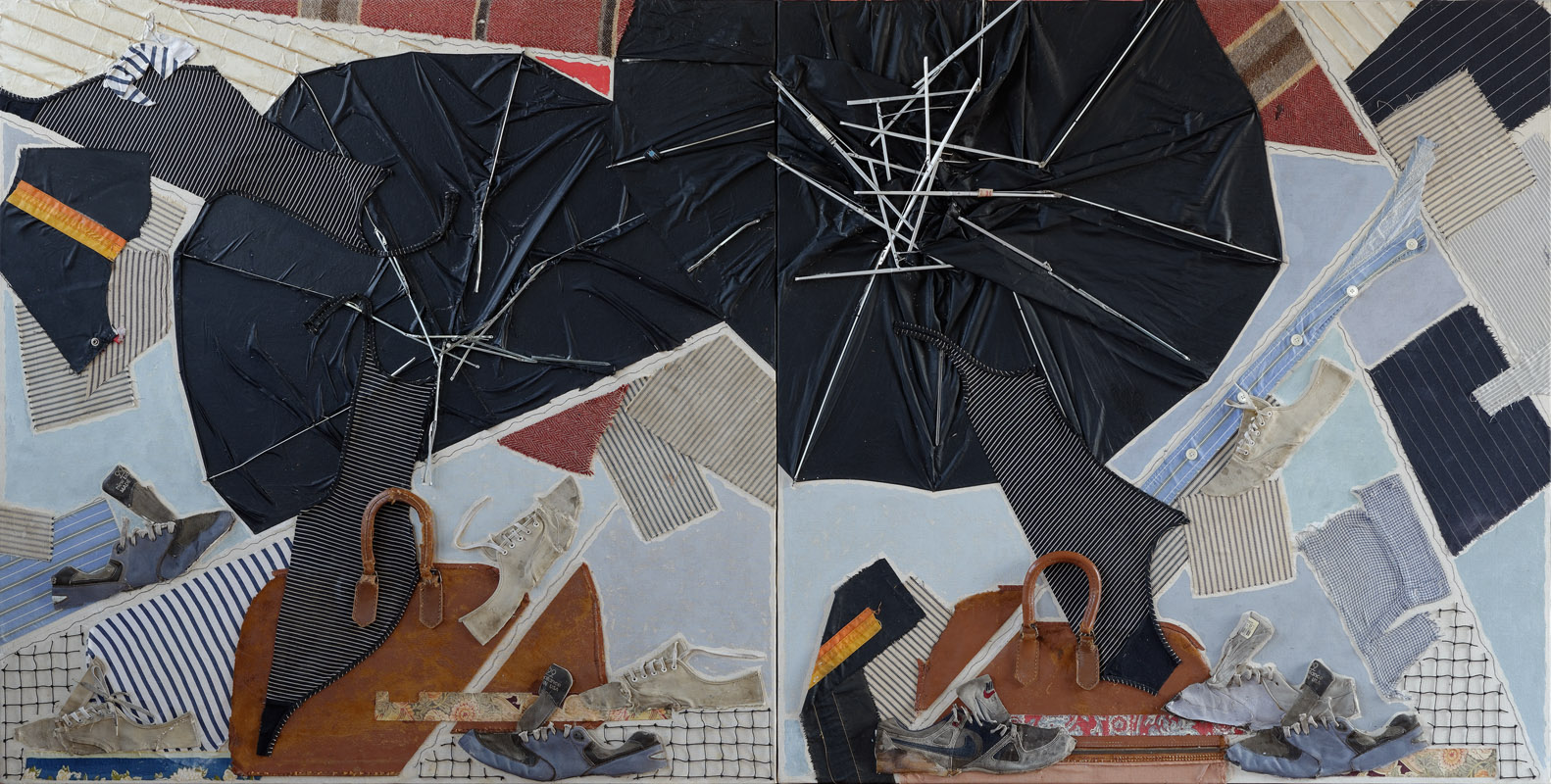   #74, Composition with Umbrellas  2 panels each 48 h x 48 inches, 2011 