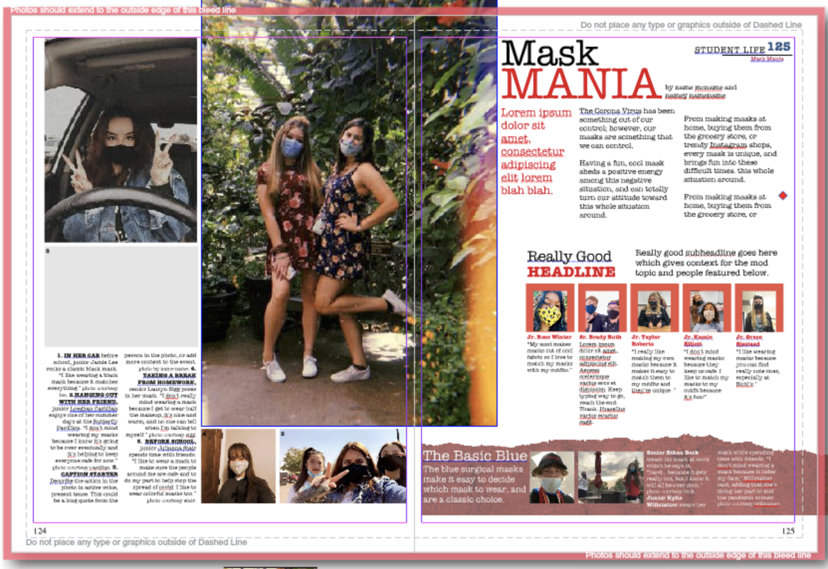  Basic template for a high school yearbook with some content filled in. 