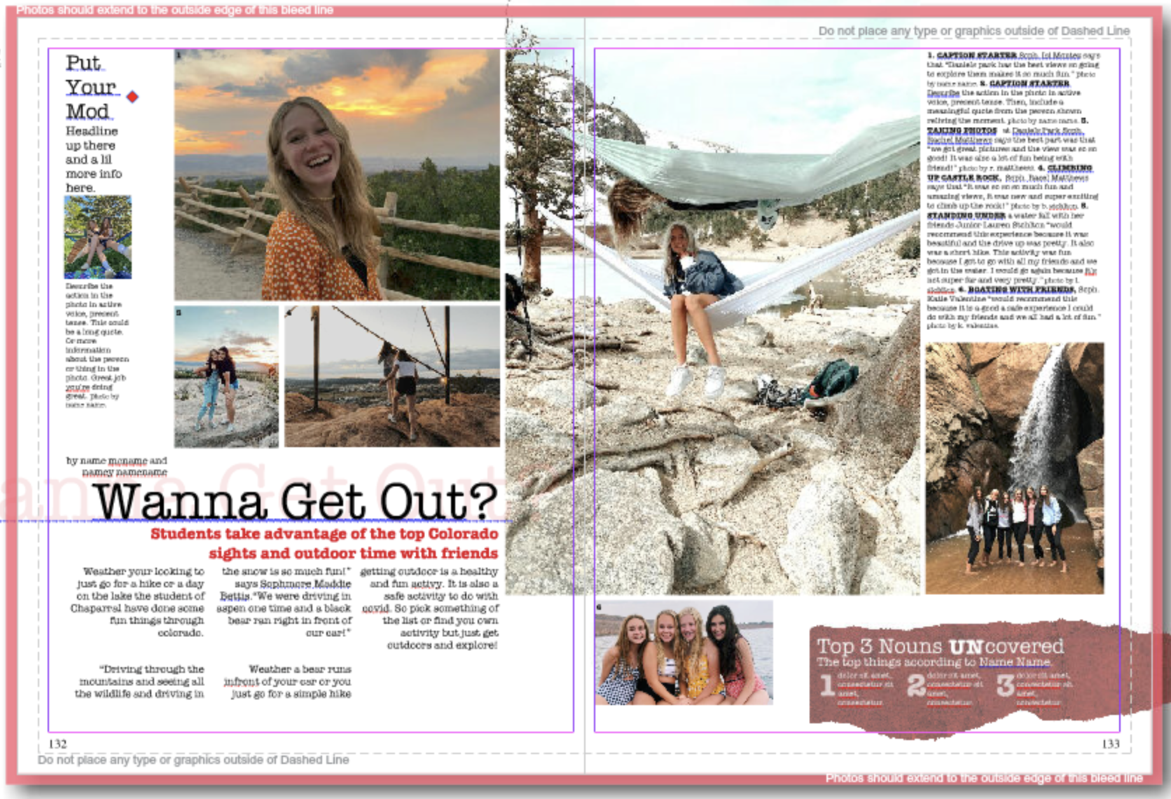  Basic template for a high school yearbook with some of their content placed in. 