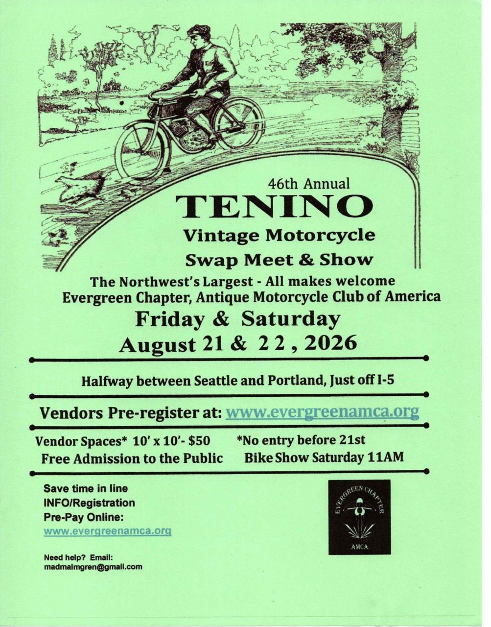 46th Annual AMCA Tenino Vintage &amp; Antique Motorcycle Swap Meet &amp; Show