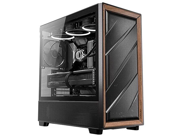 Antec Flux Wood Mid-Tower ATX Case - Black, 5xFans