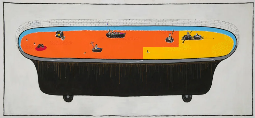 2009 "HELL ACT" 72x160" Acrylic, charcoal on canvas