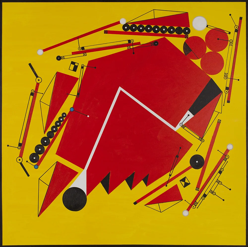 2013 "FALLING SKY 66-Red & Yellow" 48x48" Acrylic on canvas
