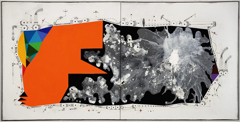 2012 "OIL LAND" 48x96" Acrylic, pencil on canvas