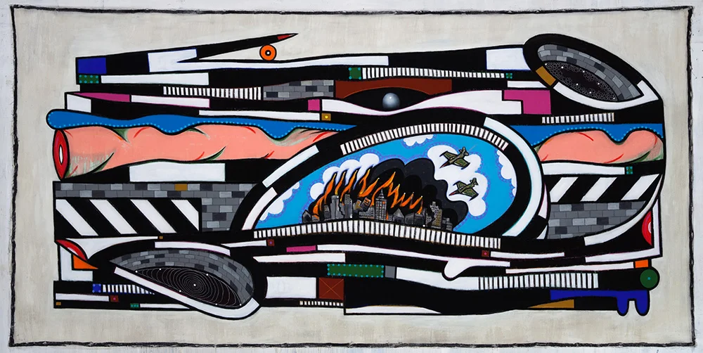 2010 "AIR STRIKE 2" 60x120" Acrylic, charcoal, enamel on canvas