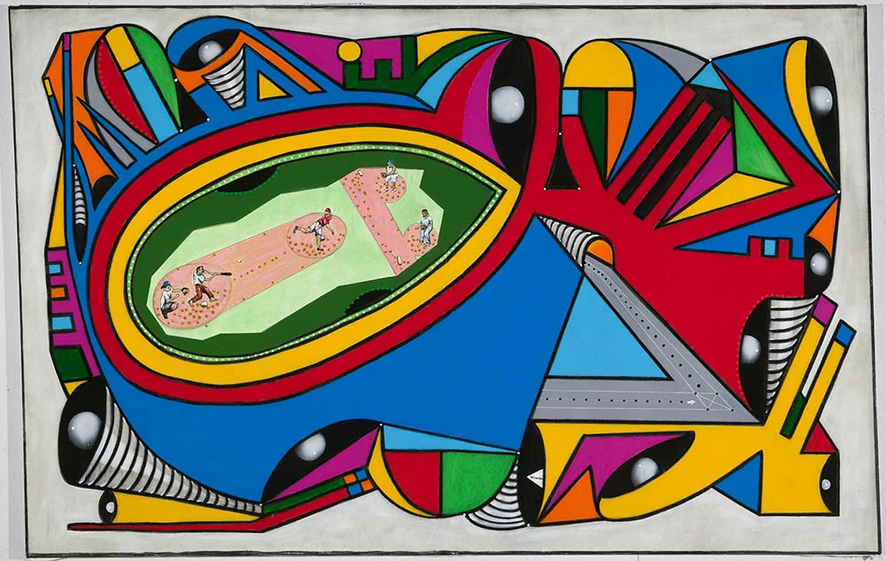 2009 "BALL GAME" 72x112" Acrylic, charcoal, enamel on canvas