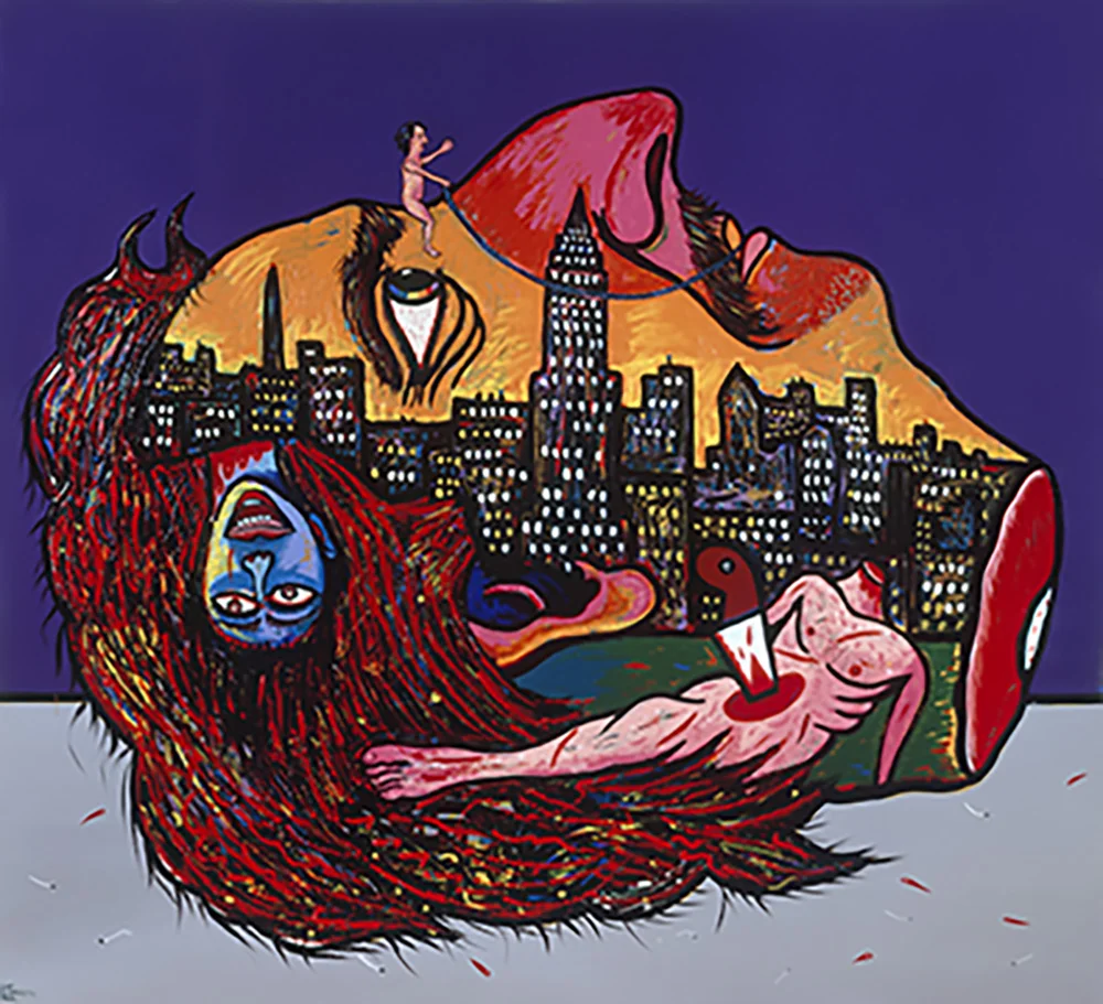 1981 “TOUGH RIDE AROUND THE CITY” 66 x 72” acrylic on canvas