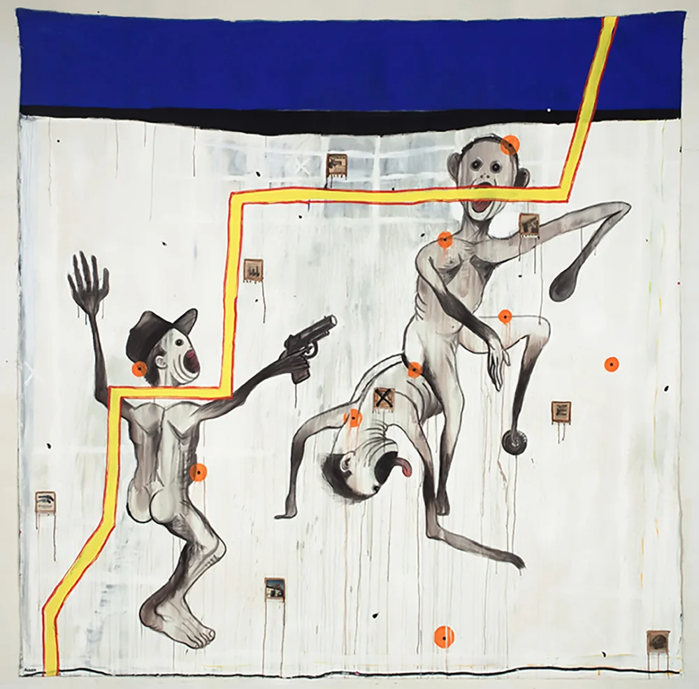 1992 “TCHOUPITOULAS SHOOT OUT” 120 x 120” mixed media on canvas