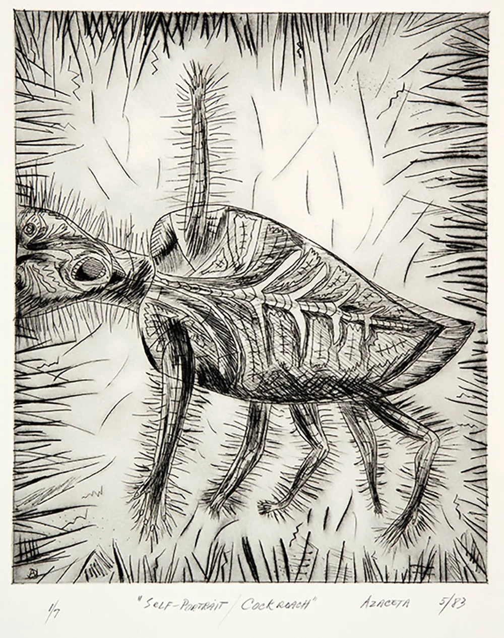 1983 “HOMO-COCKROACH” 12 x 9” etching
