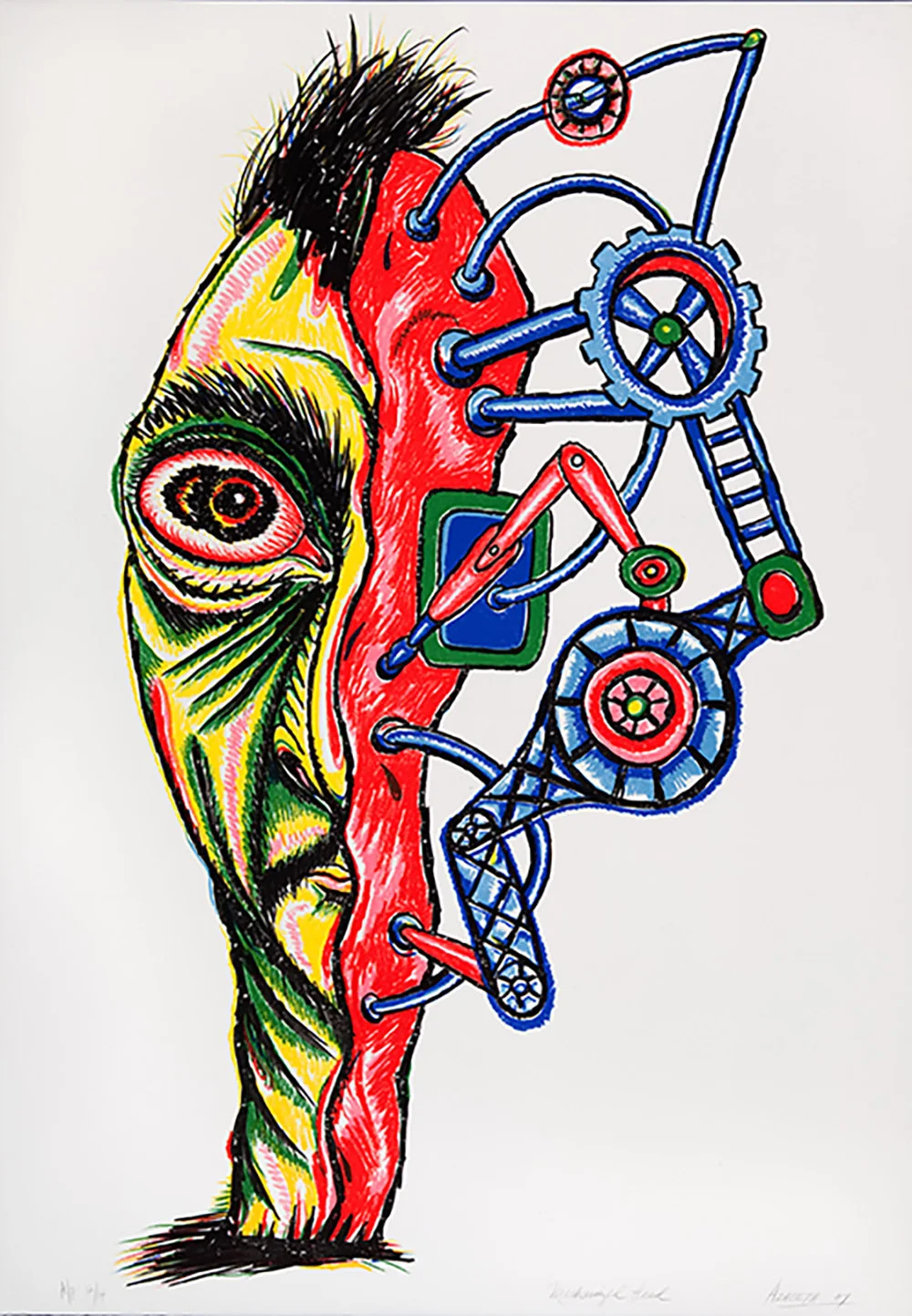 1987 “MECHANIZED HEAD” 39 1/4 x 27 1/2” silkscreen
