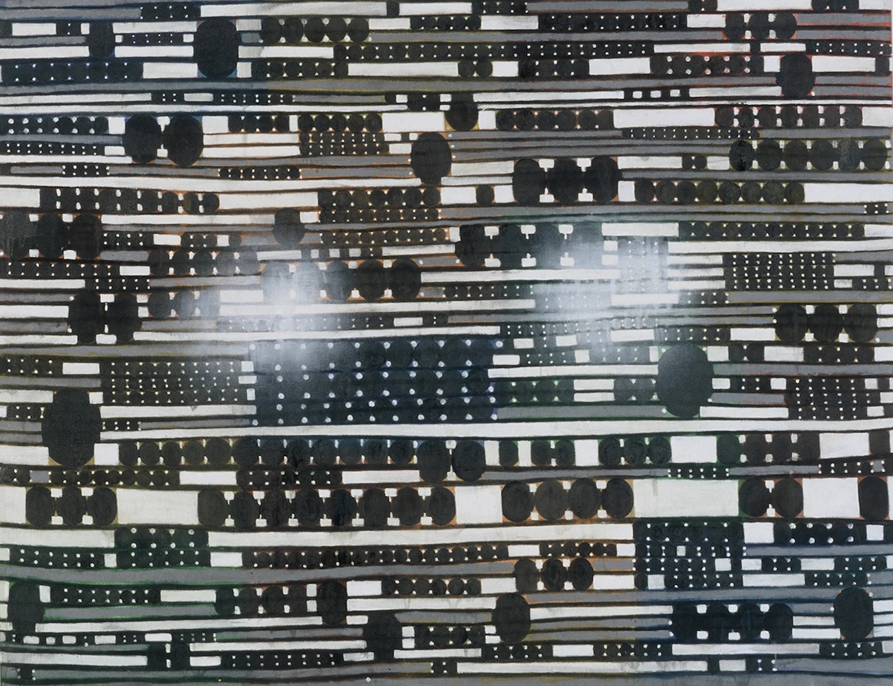 2000 “STRUCTURING FEAR” 56 x 72” mixed media on canvas