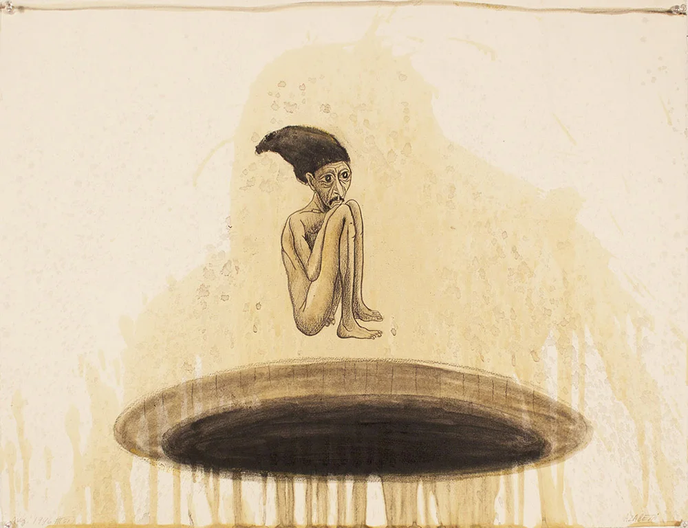 1996 “LA ESPERA I” 20 x 26” Pencil, acrylic, shellac/paper