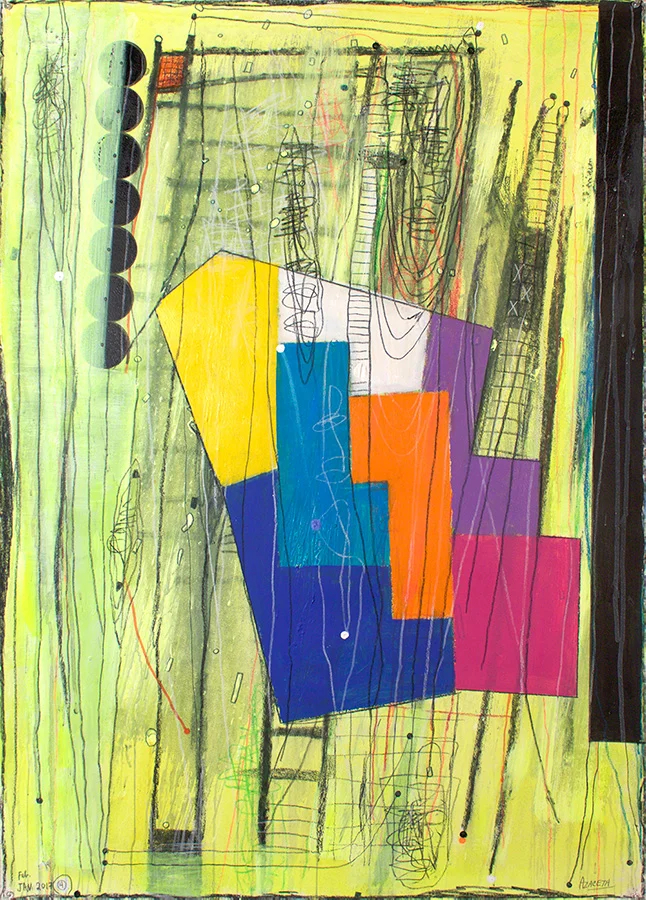 2017 “ALEPPO FALLING” 42 x 30” acrylic, pencil/paper