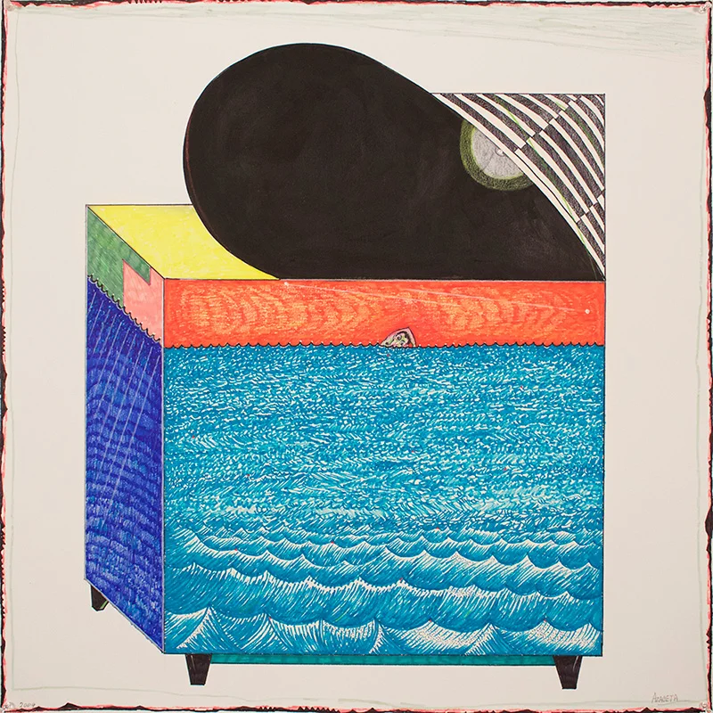 2009-2016 “SWIMMING TO HAVANA- FISH TANK” 30 x 30” acrylic permanent ink markers on paper
