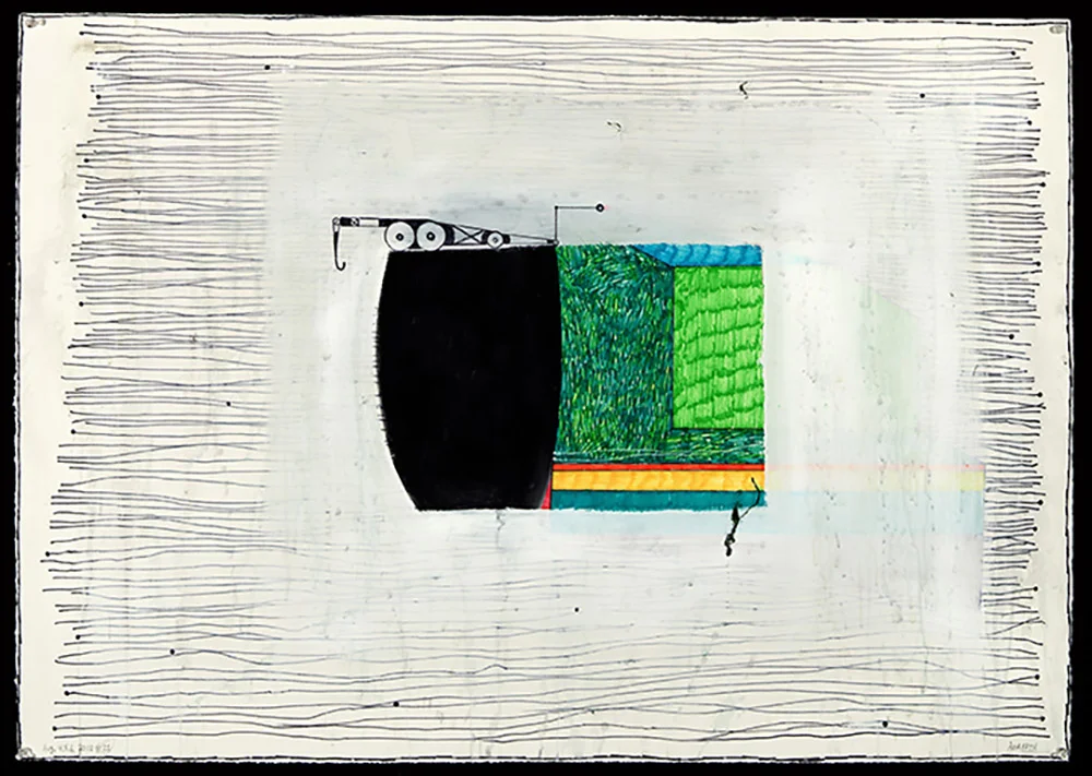 2012 “SINKING I” 30 x 42” acrylic, permanent ink/paper