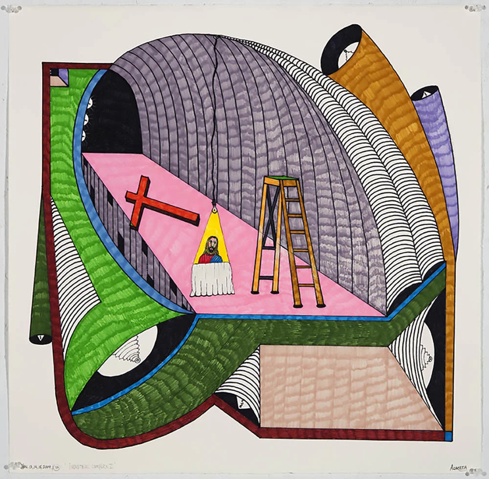 2009 “INDUSTRIAL COMPLEX II” 29.5 x 29.5” markers/paper