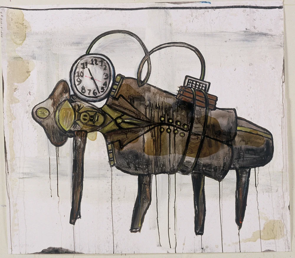1997 “DEAD LINE” 42 x 48” acrylic, charcoal, shellac/paper