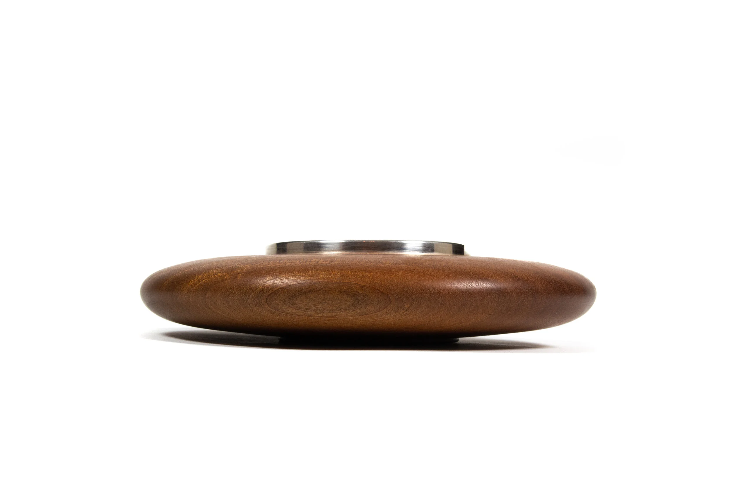 9.5" Sapele Hollow Form with Silver Plated Rim by David Allison