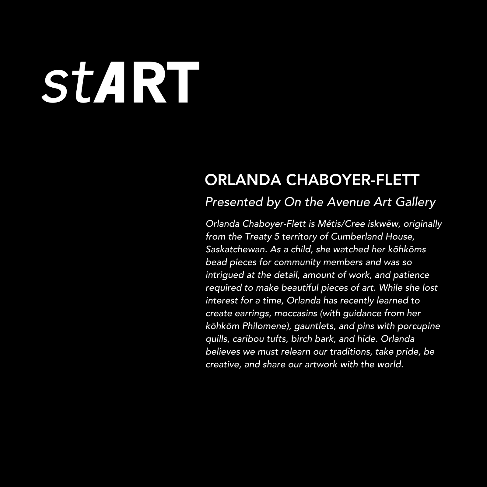 stART: Orlanda Chaboyer-Flett, presented by On the Avenue Art Gallery
