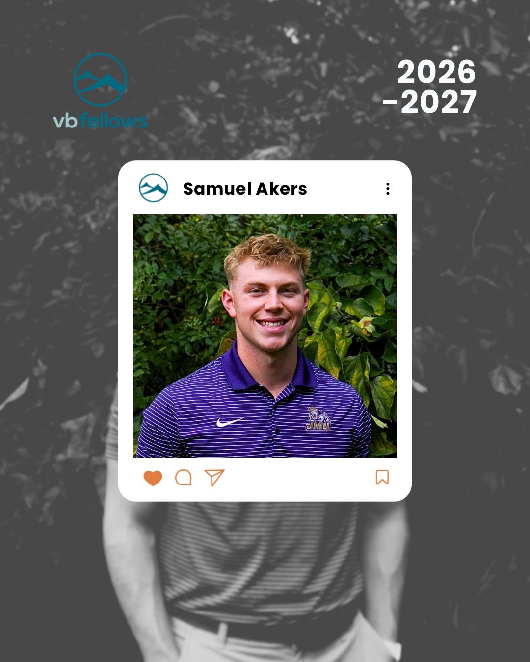 We're stoked to introduce our 15th fellow and the 7th JMU alum of our incoming class, Samuel Akers!

School:&nbsp;James Madison University&nbsp;🟣🟡

Degree:&nbsp;Sport &amp; Recreation Management 🏅

Walk up:&nbsp;Good Time - Alan Jackson 🇺🇸🤠

Fu